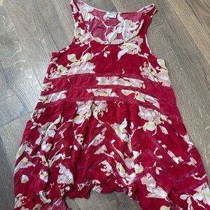 Free People Red Floral Trapeze Tank (M)